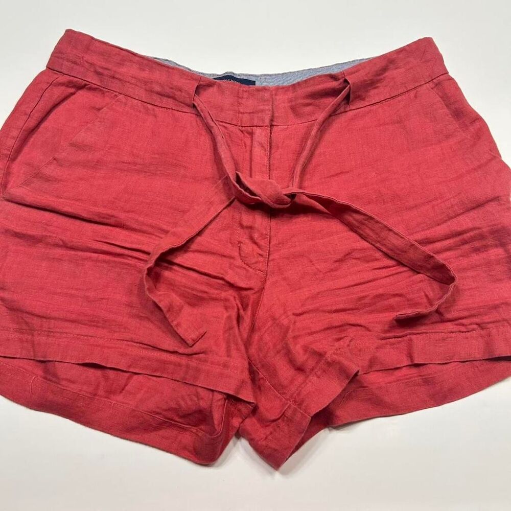 British Khaki Women's Red Linen Shorts